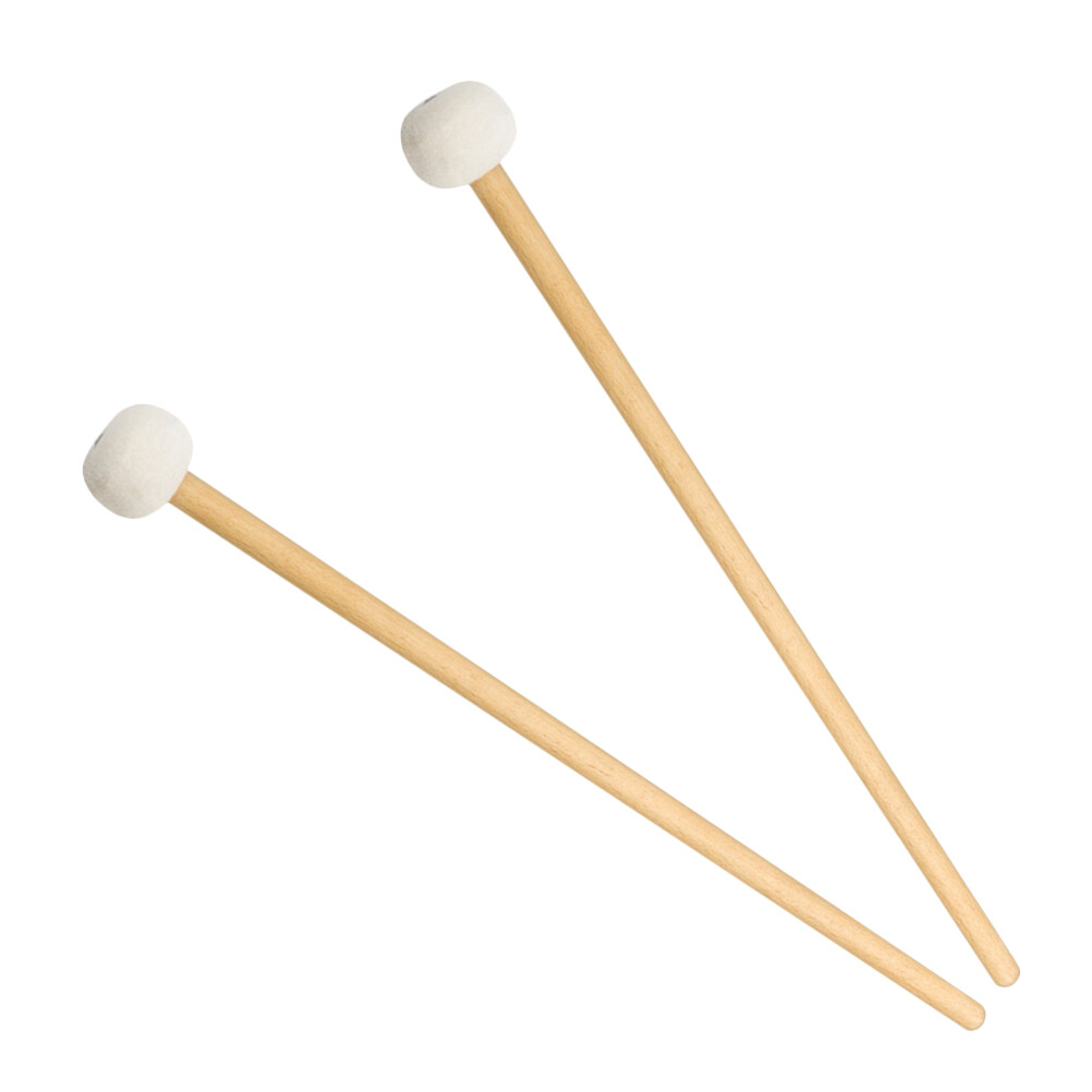 Linaichen Timpani Mallets Sticks 1 Pair Timpani Mallets Sticks Felt Drum Sticks Mallets with Wood Handle Musical Percussion (White)